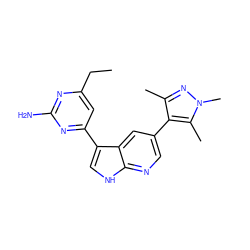 CCc1cc(-c2c[nH]c3ncc(-c4c(C)nn(C)c4C)cc23)nc(N)n1 ZINC000116641011