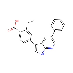 CCc1cc(-c2c[nH]c3ncc(-c4ccccc4)cc23)ccc1C(=O)O ZINC000043011985