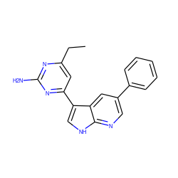 CCc1cc(-c2c[nH]c3ncc(-c4ccccc4)cc23)nc(N)n1 ZINC000116640702