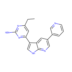 CCc1cc(-c2c[nH]c3ncc(-c4cccnc4)cc23)nc(N)n1 ZINC000116639582