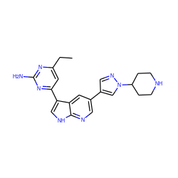 CCc1cc(-c2c[nH]c3ncc(-c4cnn(C5CCNCC5)c4)cc23)nc(N)n1 ZINC000116227926