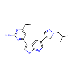 CCc1cc(-c2c[nH]c3ncc(-c4cnn(CC(C)C)c4)cc23)nc(N)n1 ZINC000043202112