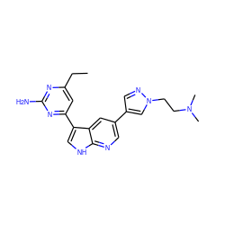 CCc1cc(-c2c[nH]c3ncc(-c4cnn(CCN(C)C)c4)cc23)nc(N)n1 ZINC000116225466