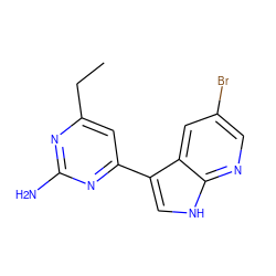 CCc1cc(-c2c[nH]c3ncc(Br)cc23)nc(N)n1 ZINC000116641399