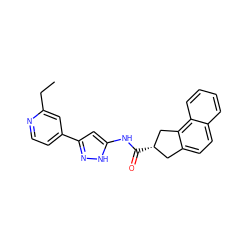 CCc1cc(-c2cc(NC(=O)[C@H]3Cc4ccc5ccccc5c4C3)[nH]n2)ccn1 ZINC000001492387