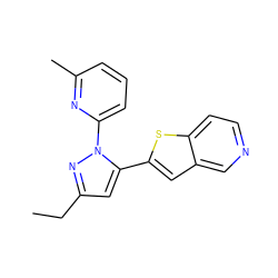 CCc1cc(-c2cc3cnccc3s2)n(-c2cccc(C)n2)n1 ZINC000117787514