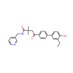 CCc1cc(-c2ccc(C(=O)CC(C)(C)C(=O)NCc3cccnc3)cc2)ccc1O ZINC000029123263