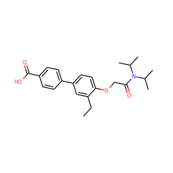 CCc1cc(-c2ccc(C(=O)O)cc2)ccc1OCC(=O)N(C(C)C)C(C)C ZINC000000840845