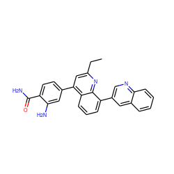 CCc1cc(-c2ccc(C(N)=O)c(N)c2)c2cccc(-c3cnc4ccccc4c3)c2n1 ZINC000145543345