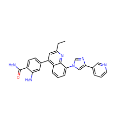 CCc1cc(-c2ccc(C(N)=O)c(N)c2)c2cccc(-n3cnc(-c4cccnc4)c3)c2n1 ZINC000145430480