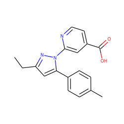 CCc1cc(-c2ccc(C)cc2)n(-c2cc(C(=O)O)ccn2)n1 ZINC000146914767