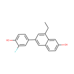 CCc1cc(-c2ccc(O)c(F)c2)cc2ccc(O)cc12 ZINC000013645127