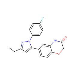 CCc1cc(-c2ccc3c(c2)NC(=O)CO3)n(-c2ccc(F)cc2)n1 ZINC000073198785