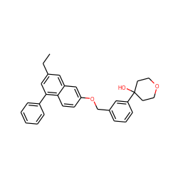 CCc1cc(-c2ccccc2)c2ccc(OCc3cccc(C4(O)CCOCC4)c3)cc2c1 ZINC000013759151