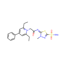 CCc1cc(-c2ccccc2)cc(CC)[n+]1CC(=O)/N=c1/sc(S(N)(=O)=O)nn1C ZINC000013804386