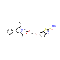 CCc1cc(-c2ccccc2)cc(CC)[n+]1CC(=O)OCCOc1ccc2nc(S(N)(=O)=O)sc2c1 ZINC000013804446