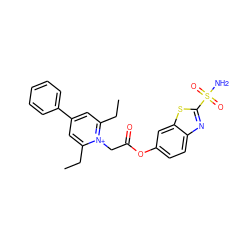 CCc1cc(-c2ccccc2)cc(CC)[n+]1CC(=O)Oc1ccc2nc(S(N)(=O)=O)sc2c1 ZINC000013804434