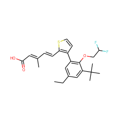 CCc1cc(-c2ccsc2/C=C/C(C)=C/C(=O)O)c(OCC(F)F)c(C(C)(C)C)c1 ZINC000013527134