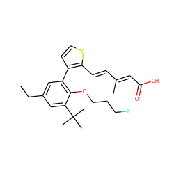 CCc1cc(-c2ccsc2/C=C/C(C)=C/C(=O)O)c(OCCCF)c(C(C)(C)C)c1 ZINC000013527131