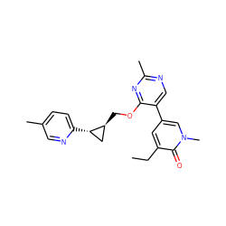 CCc1cc(-c2cnc(C)nc2OC[C@H]2C[C@@H]2c2ccc(C)cn2)cn(C)c1=O ZINC000209425183