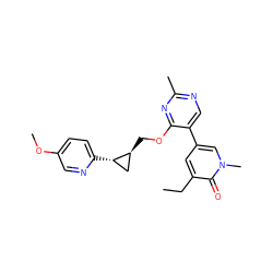 CCc1cc(-c2cnc(C)nc2OC[C@H]2C[C@@H]2c2ccc(OC)cn2)cn(C)c1=O ZINC000209430391