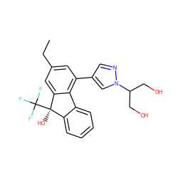 CCc1cc(-c2cnn(C(CO)CO)c2)c2c(c1)[C@](O)(C(F)(F)F)c1ccccc1-2 ZINC000144921382