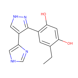 CCc1cc(-c2n[nH]cc2-c2c[nH]cn2)c(O)cc1O ZINC000016051694