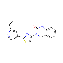 CCc1cc(-c2nc(N3Cc4ccccc4NC3=O)cs2)ccn1 ZINC000014974702