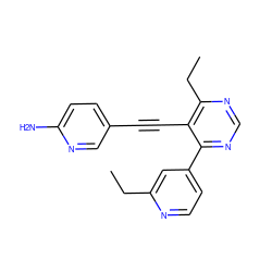 CCc1cc(-c2ncnc(CC)c2C#Cc2ccc(N)nc2)ccn1 ZINC000148881911