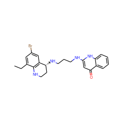 CCc1cc(Br)cc2c1NCC[C@H]2NCCCNc1cc(=O)c2ccccc2[nH]1 ZINC000003925585