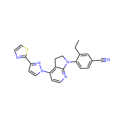 CCc1cc(C#N)ccc1N1CCc2c(-n3ccc(-c4nccs4)n3)ccnc21 ZINC000040391995