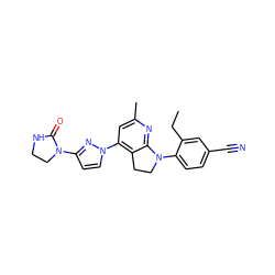 CCc1cc(C#N)ccc1N1CCc2c(-n3ccc(N4CCNC4=O)n3)cc(C)nc21 ZINC000006716355