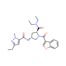 CCc1cc(C(=O)N[C@@H]2C[C@@H](C(=O)N(CC)CC)N(C(=O)c3coc4ccccc34)C2)n(C)n1 ZINC000103239531