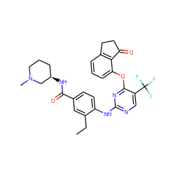 CCc1cc(C(=O)N[C@@H]2CCCN(C)C2)ccc1Nc1ncc(C(F)(F)F)c(Oc2cccc3c2C(=O)CC3)n1 ZINC000145978013