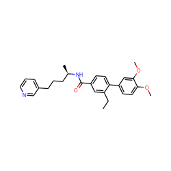 CCc1cc(C(=O)N[C@H](C)CCCc2cccnc2)ccc1-c1ccc(OC)c(OC)c1 ZINC000029487014