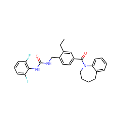 CCc1cc(C(=O)N2CCCCc3ccccc32)ccc1CNC(=O)Nc1c(F)cccc1F ZINC000040848557