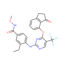 CCc1cc(C(=O)NOC)ccc1Nc1ncc(C(F)(F)F)c(Oc2cccc3c2C(=O)CC3)n1 ZINC000145970058