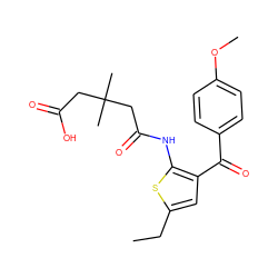 CCc1cc(C(=O)c2ccc(OC)cc2)c(NC(=O)CC(C)(C)CC(=O)O)s1 ZINC000004334502