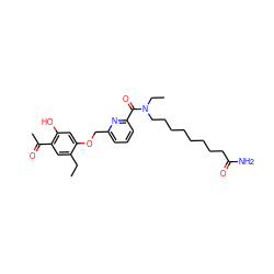 CCc1cc(C(C)=O)c(O)cc1OCc1cccc(C(=O)N(CC)CCCCCCCCC(N)=O)n1 ZINC000028459092