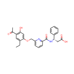 CCc1cc(C(C)=O)c(O)cc1OCc1cccc(C(=O)N[C@@H](CC(=O)O)c2ccccc2)n1 ZINC000028469514