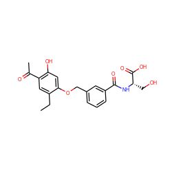 CCc1cc(C(C)=O)c(O)cc1OCc1cccc(C(=O)N[C@@H](CO)C(=O)O)c1 ZINC000028463572