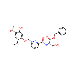 CCc1cc(C(C)=O)c(O)cc1OCc1cccc(C(=O)N[C@@H](CO)C(=O)OCc2ccccc2)n1 ZINC000028464151