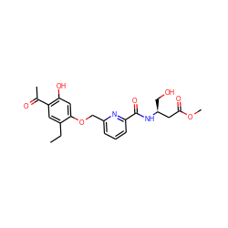 CCc1cc(C(C)=O)c(O)cc1OCc1cccc(C(=O)N[C@@H](CO)CC(=O)OC)n1 ZINC000028463788