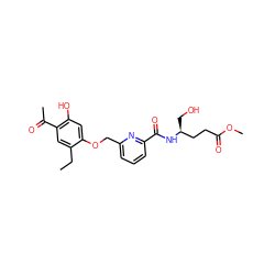 CCc1cc(C(C)=O)c(O)cc1OCc1cccc(C(=O)N[C@@H](CO)CCC(=O)OC)n1 ZINC000028461008