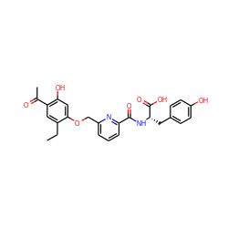 CCc1cc(C(C)=O)c(O)cc1OCc1cccc(C(=O)N[C@@H](Cc2ccc(O)cc2)C(=O)O)n1 ZINC000028457564