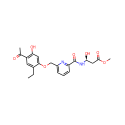 CCc1cc(C(C)=O)c(O)cc1OCc1cccc(C(=O)N[C@@H](O)CC(=O)OC)n1 ZINC000028469500