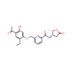 CCc1cc(C(C)=O)c(O)cc1OCc1cccc(C(=O)N[C@@H]2COC(=O)C2)n1 ZINC000028468716