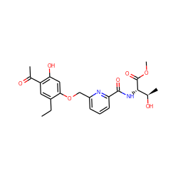 CCc1cc(C(C)=O)c(O)cc1OCc1cccc(C(=O)N[C@H](C(=O)OC)[C@@H](C)O)n1 ZINC000028463932