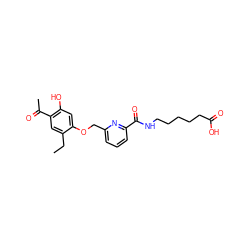 CCc1cc(C(C)=O)c(O)cc1OCc1cccc(C(=O)NCCCCCC(=O)O)n1 ZINC000028463394