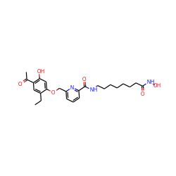 CCc1cc(C(C)=O)c(O)cc1OCc1cccc(C(=O)NCCCCCCCC(=O)NO)n1 ZINC000028459370